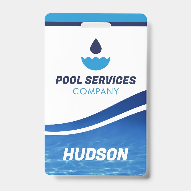 Pool Technician Name Badge | Pool Services Company (Front)
