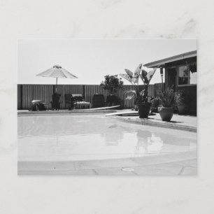 Pool Themed, A Black And White Picture Of A Backya Postcard