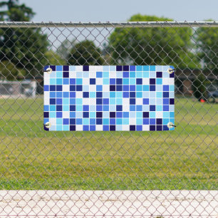 Pool Tiles, Blue Mosaic Tiles, Geometric Pattern Banner