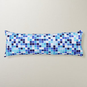 Pool Tiles, Blue Mosaic Tiles, Geometric Pattern Body Pillow