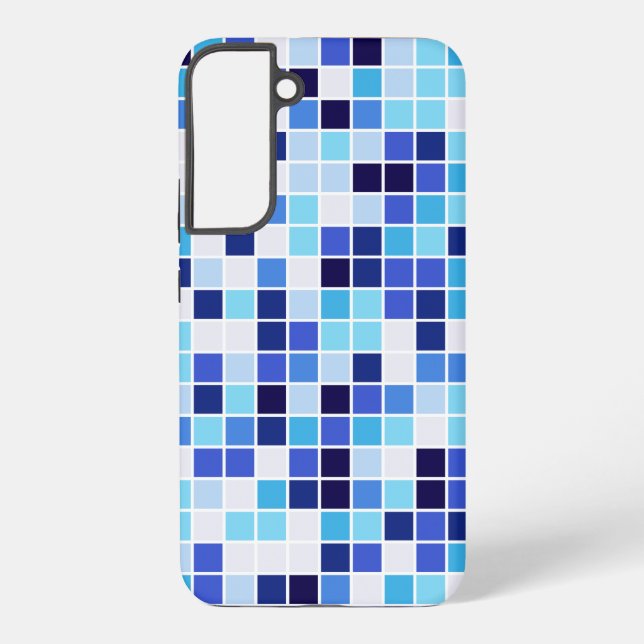Pool Tiles, Blue Mosaic Tiles, Geometric Pattern Samsung Galaxy S22+ Case (Back)