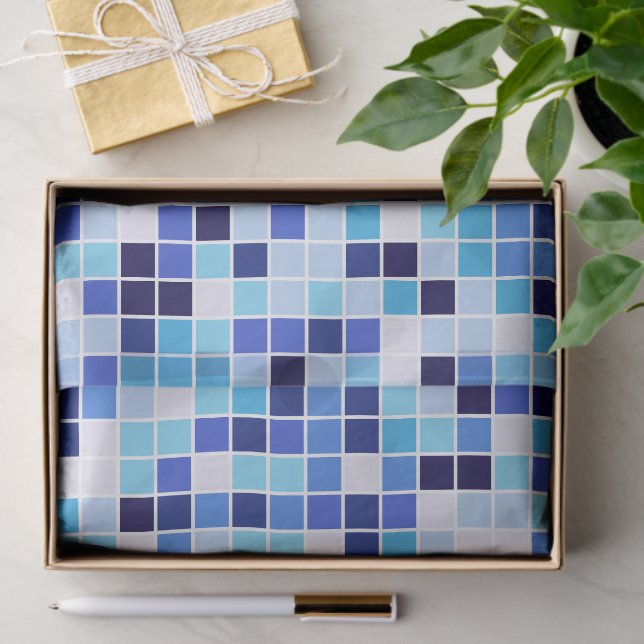 Pool Tiles, Blue Mosaic Tiles, Geometric Pattern Tissue Paper (Gift)