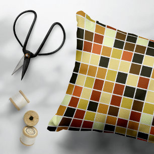 Pool Tiles, Brown Mosaic Tiles, Geometric Pattern Accent Pillow