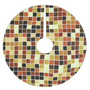 Pool Tiles, Brown Mosaic Tiles, Geometric Pattern Brushed Polyester Tree Skirt