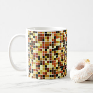Pool Tiles, Brown Mosaic Tiles, Geometric Pattern Coffee Mug