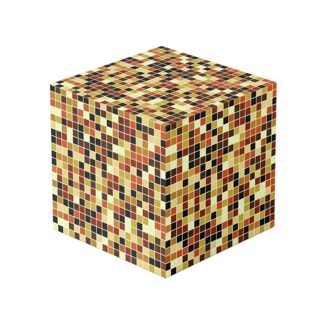 Pool Tiles, Brown Mosaic Tiles, Geometric Pattern Cube (Front Angled)
