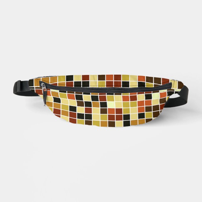 Pool Tiles, Brown Mosaic Tiles, Geometric Pattern Fanny Pack (Front)