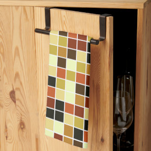Pool Tiles, Brown Mosaic Tiles, Geometric Pattern Kitchen Towel