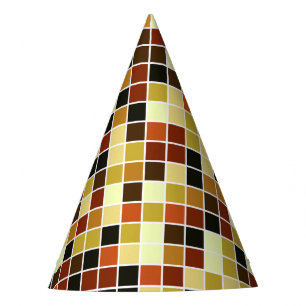 Pool Tiles, Brown Mosaic Tiles, Geometric Pattern Party Hat