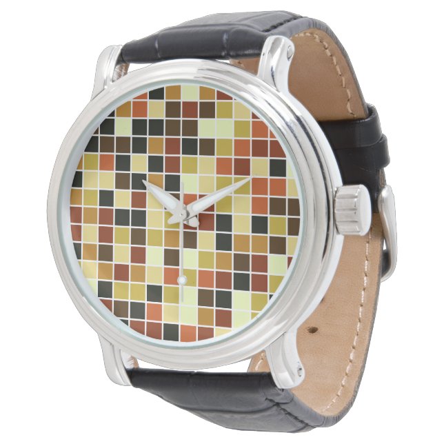 Pool Tiles, Brown Mosaic Tiles, Geometric Pattern Watch (Angled)