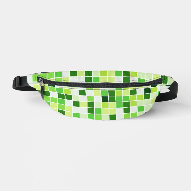 Pool Tiles, Green Mosaic Tiles, Geometric Pattern Fanny Pack (Front)