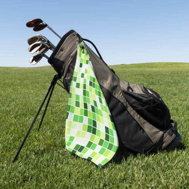 Pool Tiles, Green Mosaic Tiles, Geometric Pattern Golf Towel (Green)