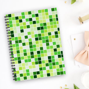 Pool Tiles, Green Mosaic Tiles, Geometric Pattern Notebook