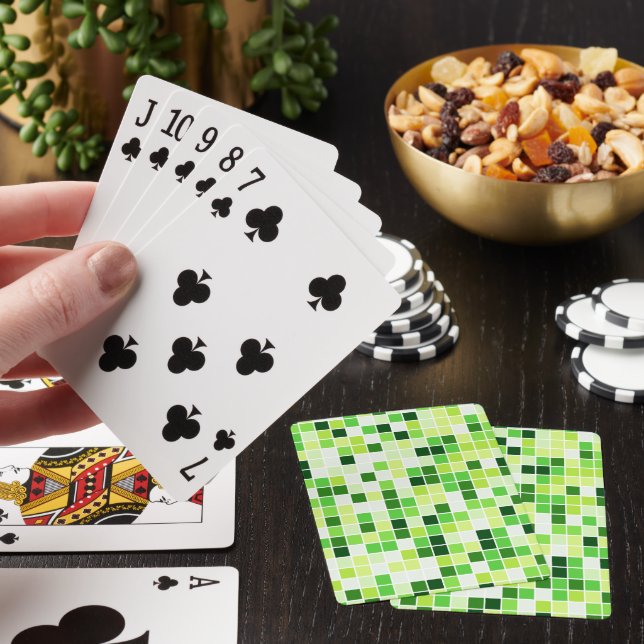 Pool Tiles, Green Mosaic Tiles, Geometric Pattern Playing Cards (In Situ)