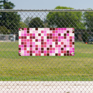Pool Tiles, Pink Mosaic Tiles, Geometric Pattern Banner