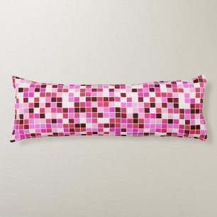 Pool Tiles, Pink Mosaic Tiles, Geometric Pattern Body Pillow