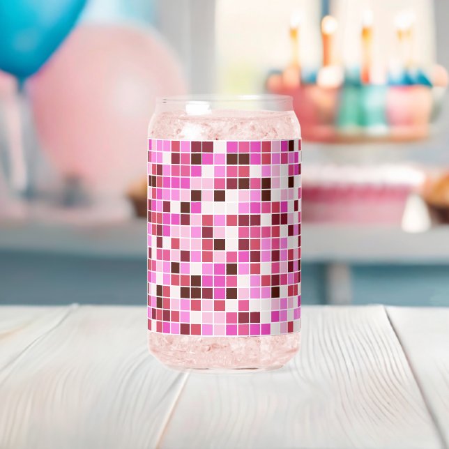 Pool Tiles, Pink Mosaic Tiles, Geometric Pattern Can Glass (Insitu (Baby Shower))