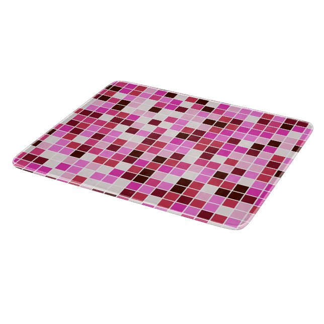 Pool Tiles, Pink Mosaic Tiles, Geometric Pattern Cutting Board (Corner)