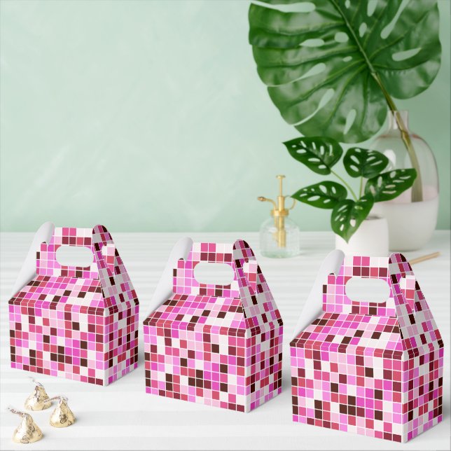 Pool Tiles, Pink Mosaic Tiles, Geometric Pattern Favor Box (Multiple)