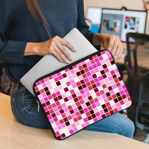 Pool Tiles, Pink Mosaic Tiles, Geometric Pattern Laptop Sleeve