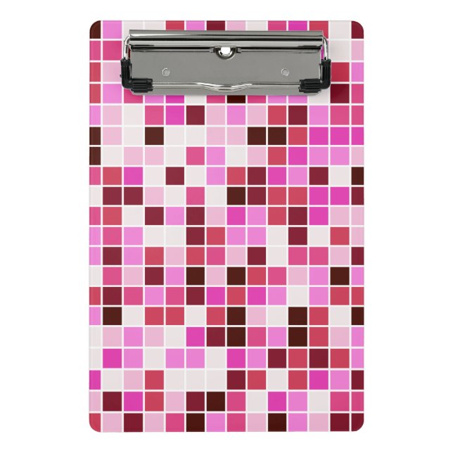 Pool Tiles, Pink Mosaic Tiles, Geometric Pattern Mini Clipboard (Front)