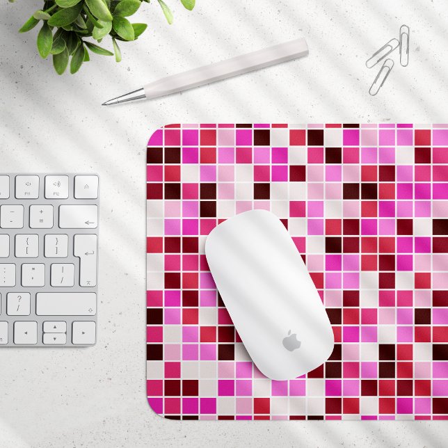 Pool Tiles, Pink Mosaic Tiles, Geometric Pattern Mouse Pad (Creator Uploaded)