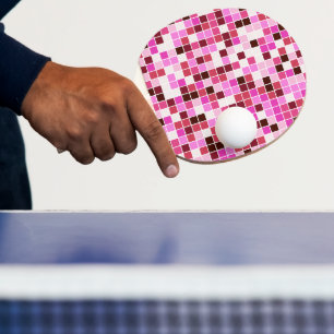 Pool Tiles, Pink Mosaic Tiles, Geometric Pattern Ping Pong Paddle