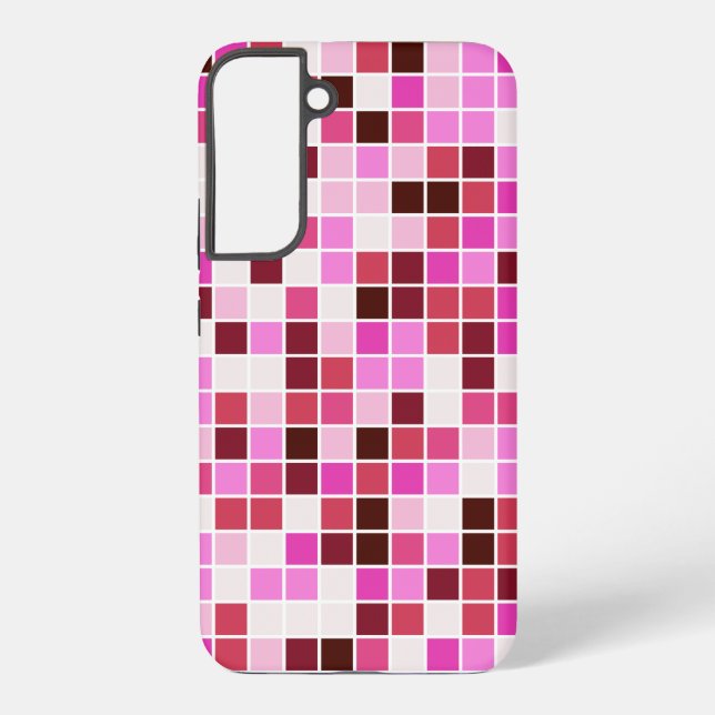 Pool Tiles, Pink Mosaic Tiles, Geometric Pattern Samsung Galaxy S22+ Case (Back)