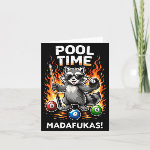 Pool Time Madafakas Funny Raccoon Billiards Player Card