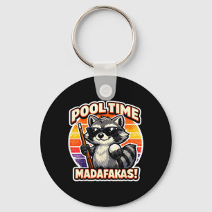 Pool Time Madafakas Funny Raccoon Billiards Player Keychain
