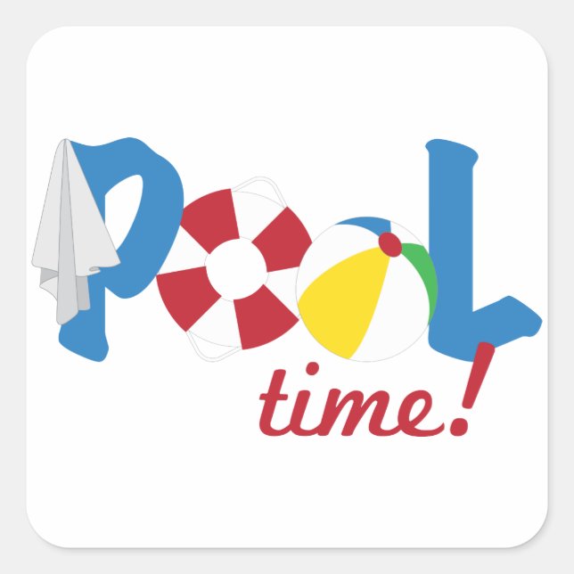 Pool Time Square Sticker (Front)