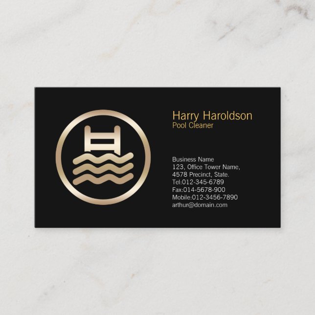Pool Water Icon Pool Cleaner Business Card (Front)