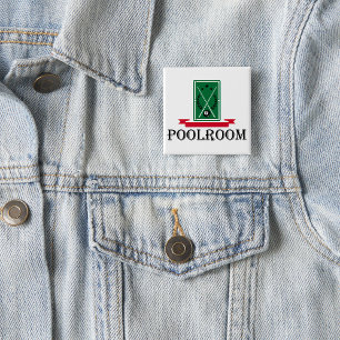 Poolroom Billiards Classic 8 Ball 2 Inch Square Button