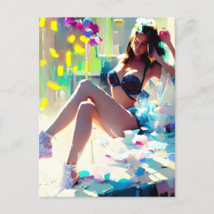 Poolside au Club imaginaire art Carte postale