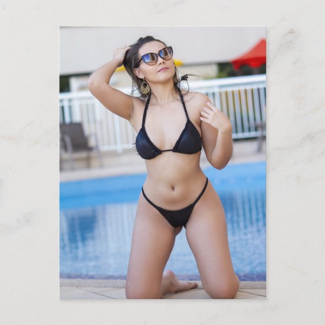 Poolside Bikini Babe Summer Postcard (Front)