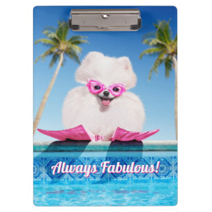 Poolside Dog In Flippers Clipboard