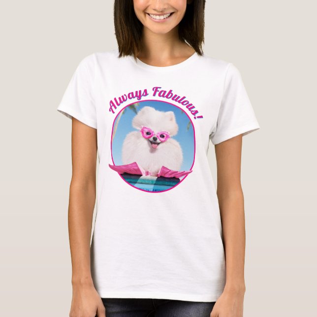 Poolside Dog In Flippers T-Shirt (Front)