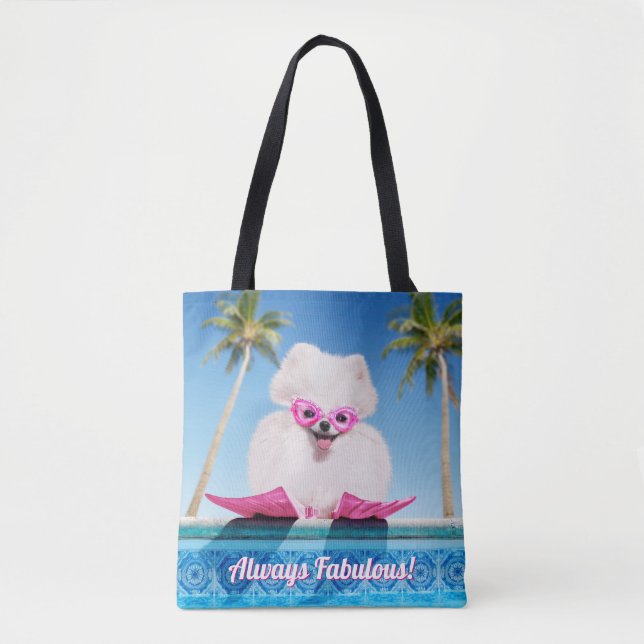 Poolside Dog In Flippers Tote Bag (Front)