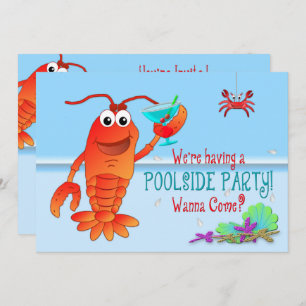 POOLSIDE PARTY INVITATION - Lobster with Drink