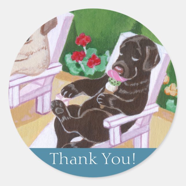Poolside Party Labradors Painting Classic Round Sticker (Front)