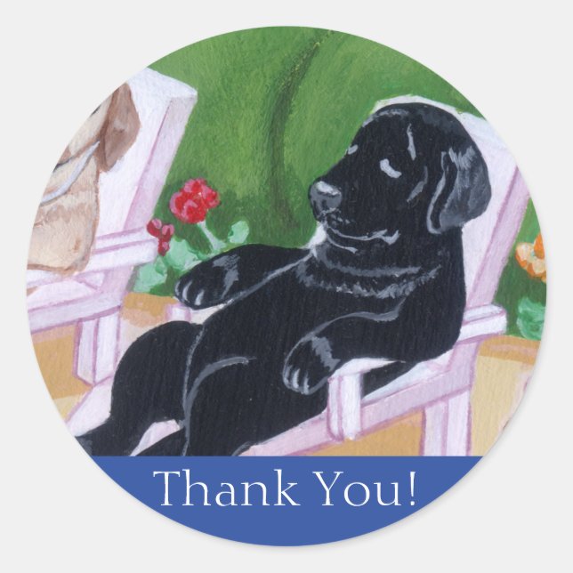Poolside Party Labradors Painting Classic Round Sticker (Front)
