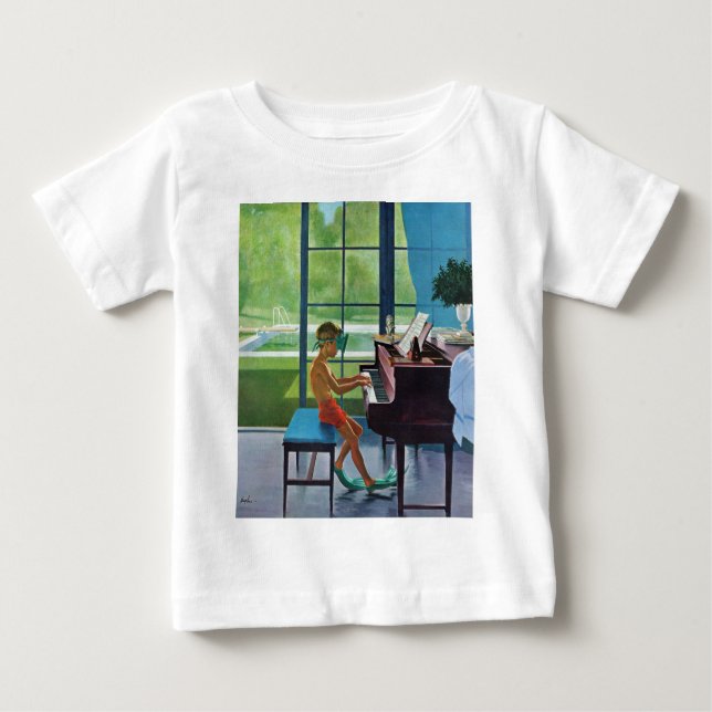 Poolside Piano Practice Baby T-Shirt (Front)