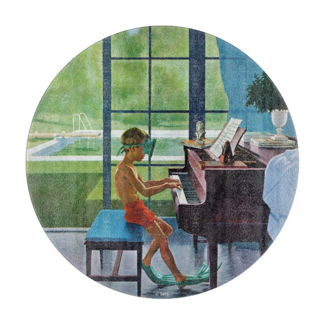 Poolside Piano Practice Cutting Board (Front)