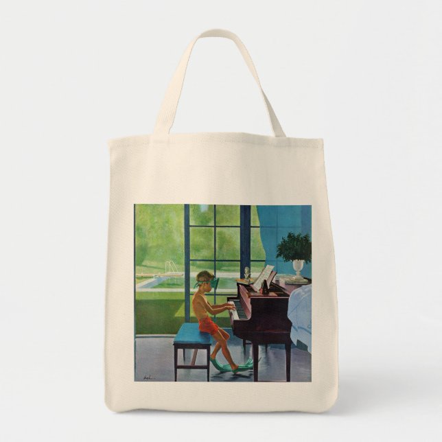 Poolside Piano Practice Tote Bag (Front)
