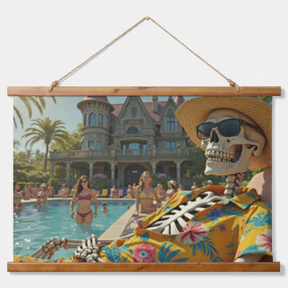 Poolside Skeleton Hanging Tapestry