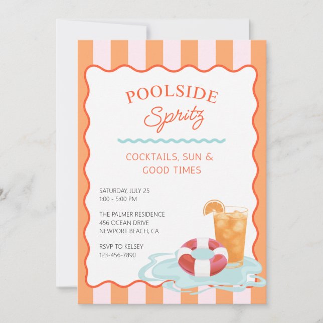 Poolside Spritz Party Invitation (Front)