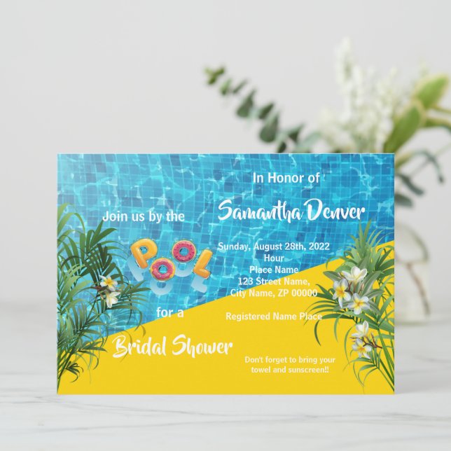 Poolside Summer Bridal Shower  Invitation (Standing Front)