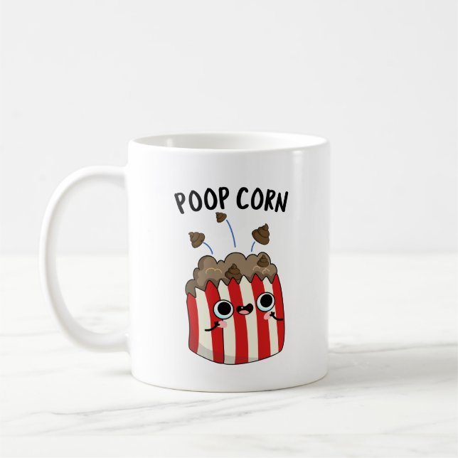 Poop Corn Funny Pop Corn Pun  Coffee Mug (Left)