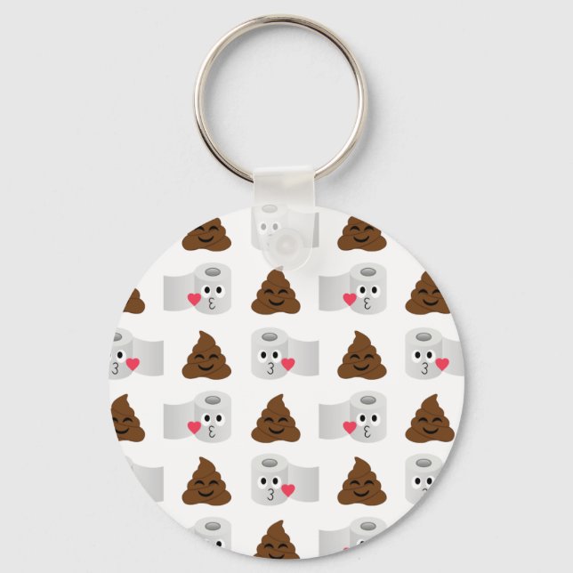 poop emoji and toilet tissue paper keychain (Front)