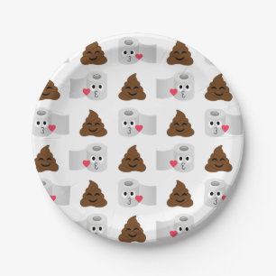 poop emoji and toilet tissue paper paper plate